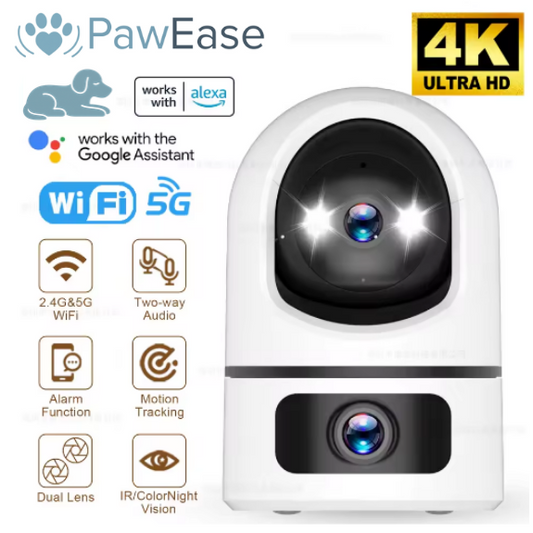 PawEase Camera — 4K Pet Monitoring Camera with Two-Way Audio | Know Your Dog Is Calm, Even When You're Away